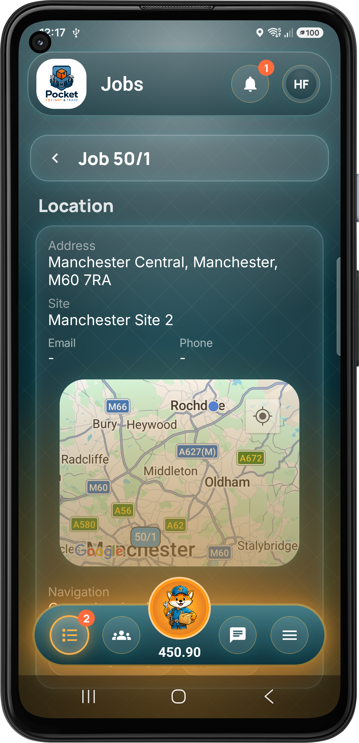 Pocket Freight & Trade job stage screen two