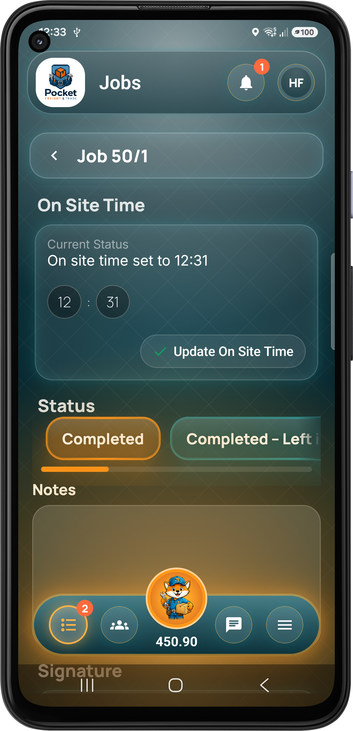 Pocket Freight & Trade job stage screen six