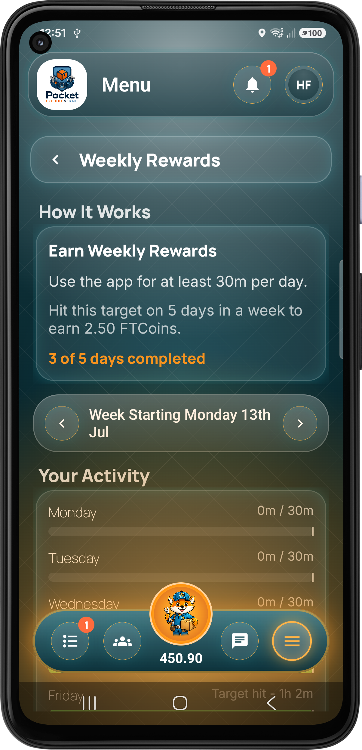 Pocket Freight & Trade weekly rewards